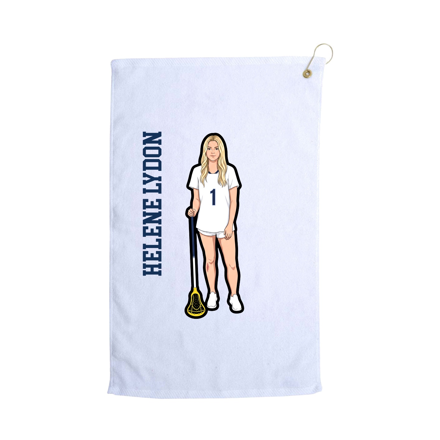 Golf Towel — Name Vertical in White