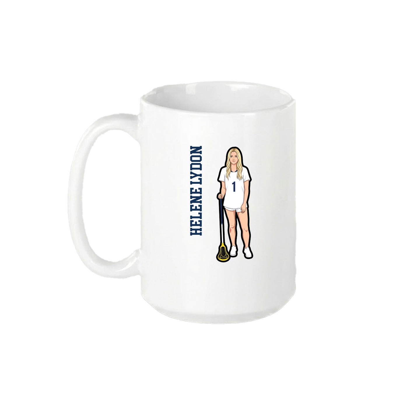 15oz Coffee Mug — Name Vertical in White