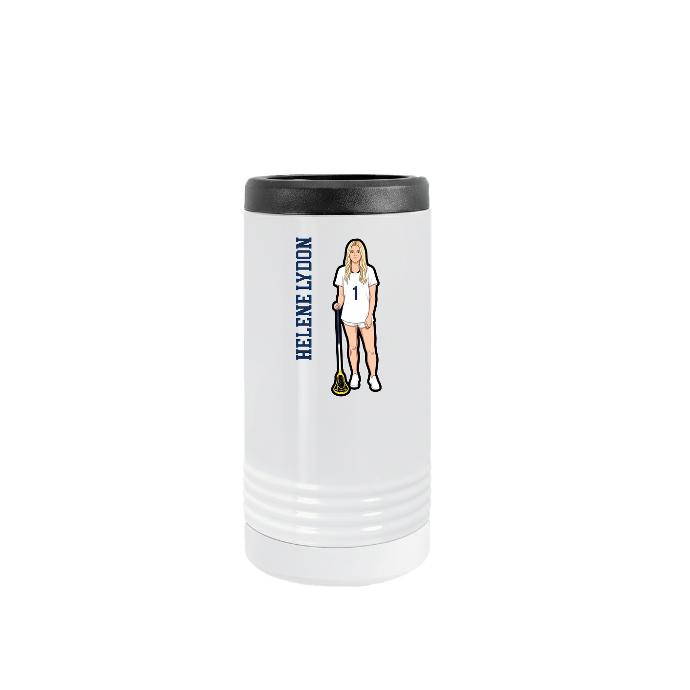 Slim Beverage Holder — Name Vertical in White