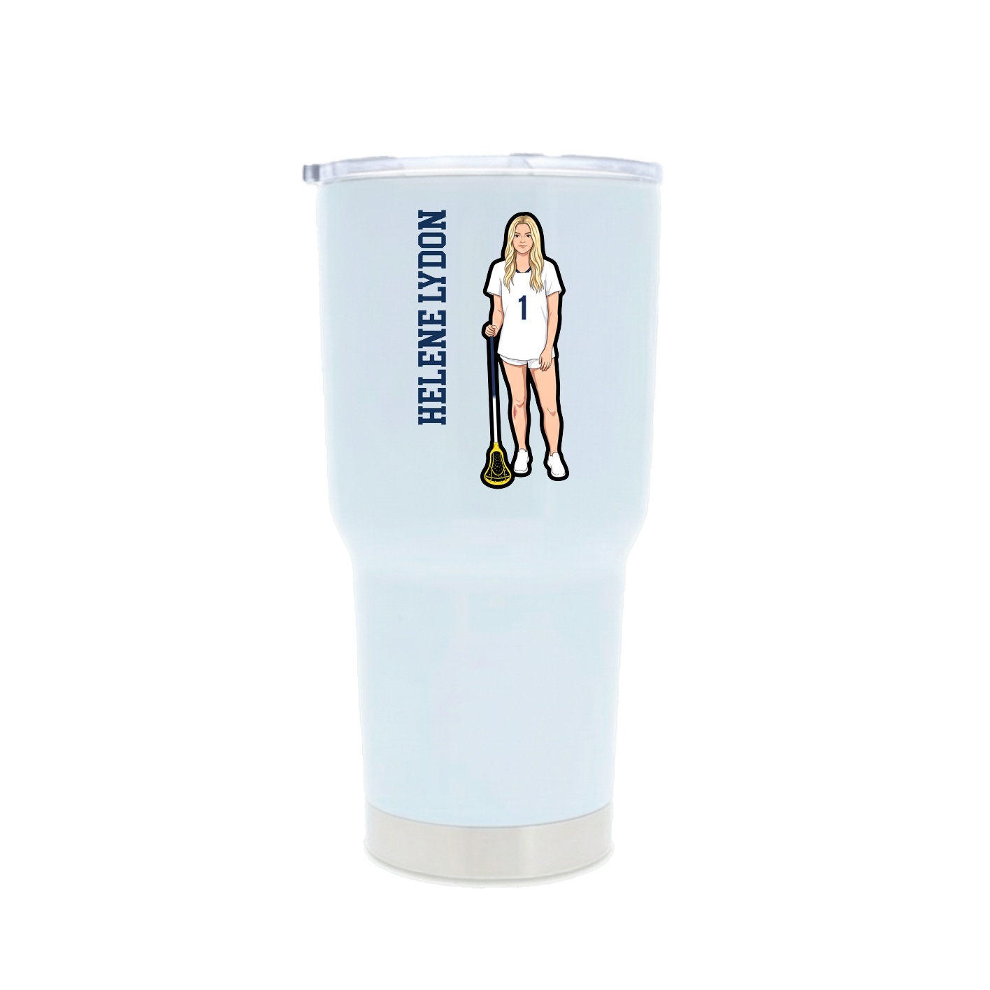 30oz Stainless Steel Tumbler — Name Vertical in White