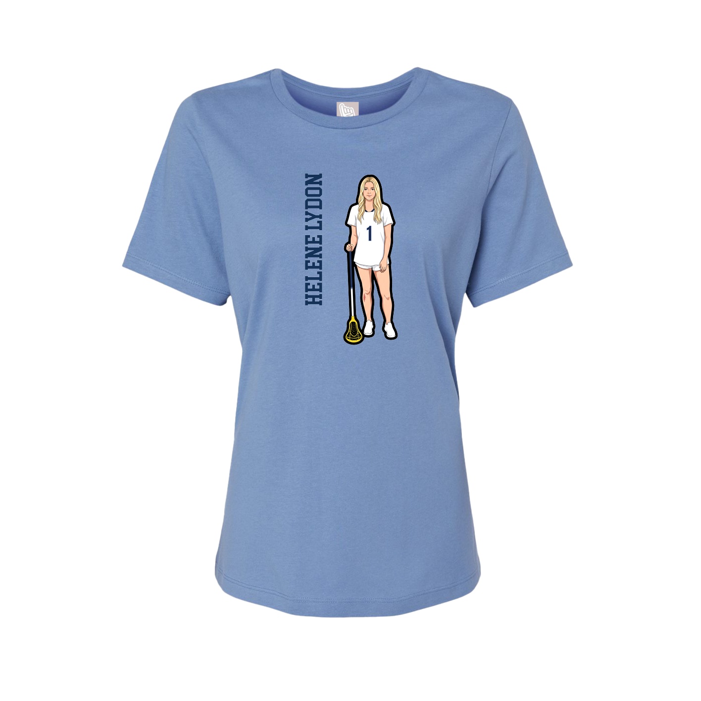 Fitted Women's Tee — Name Vertical in Powder Blue