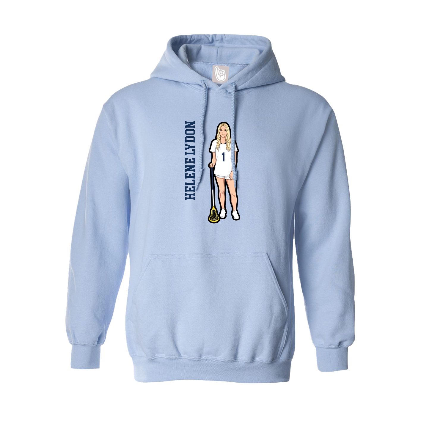 Hoodie — Name Vertical in Light Blue