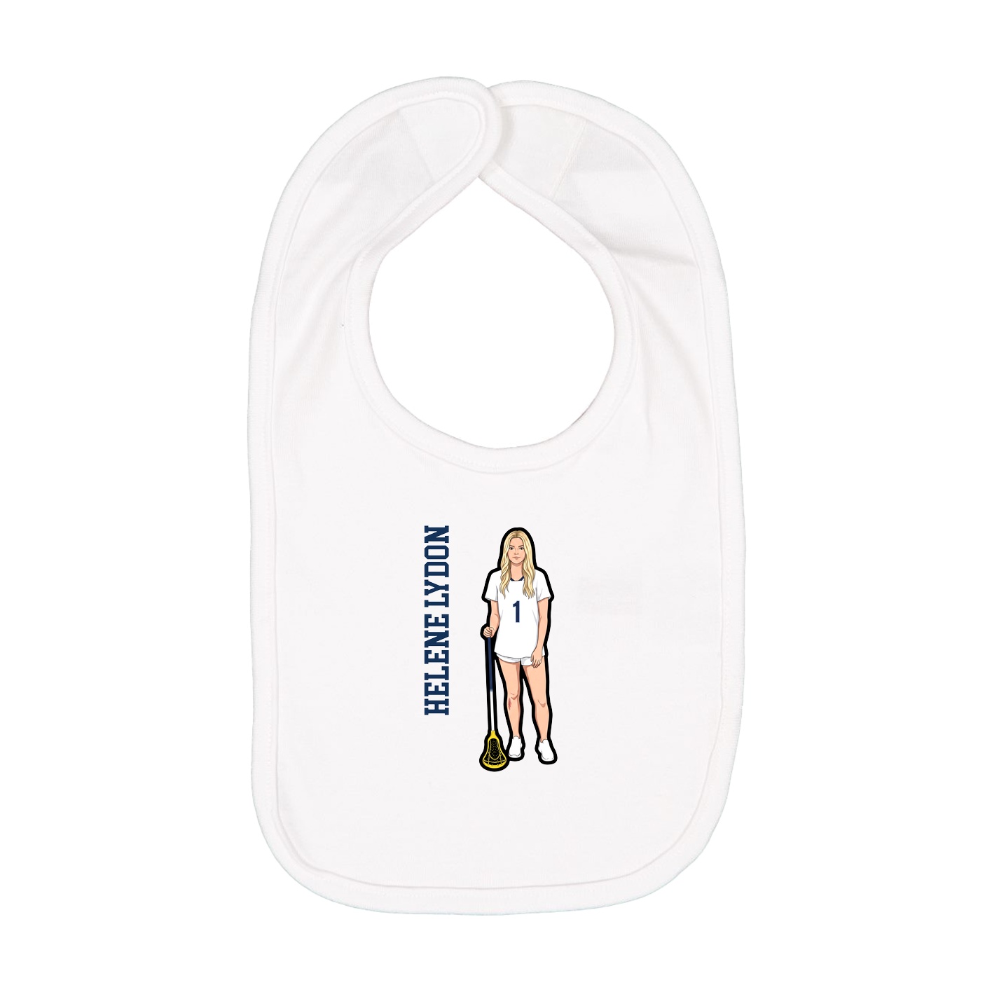 Infant Bib — Name Vertical in White