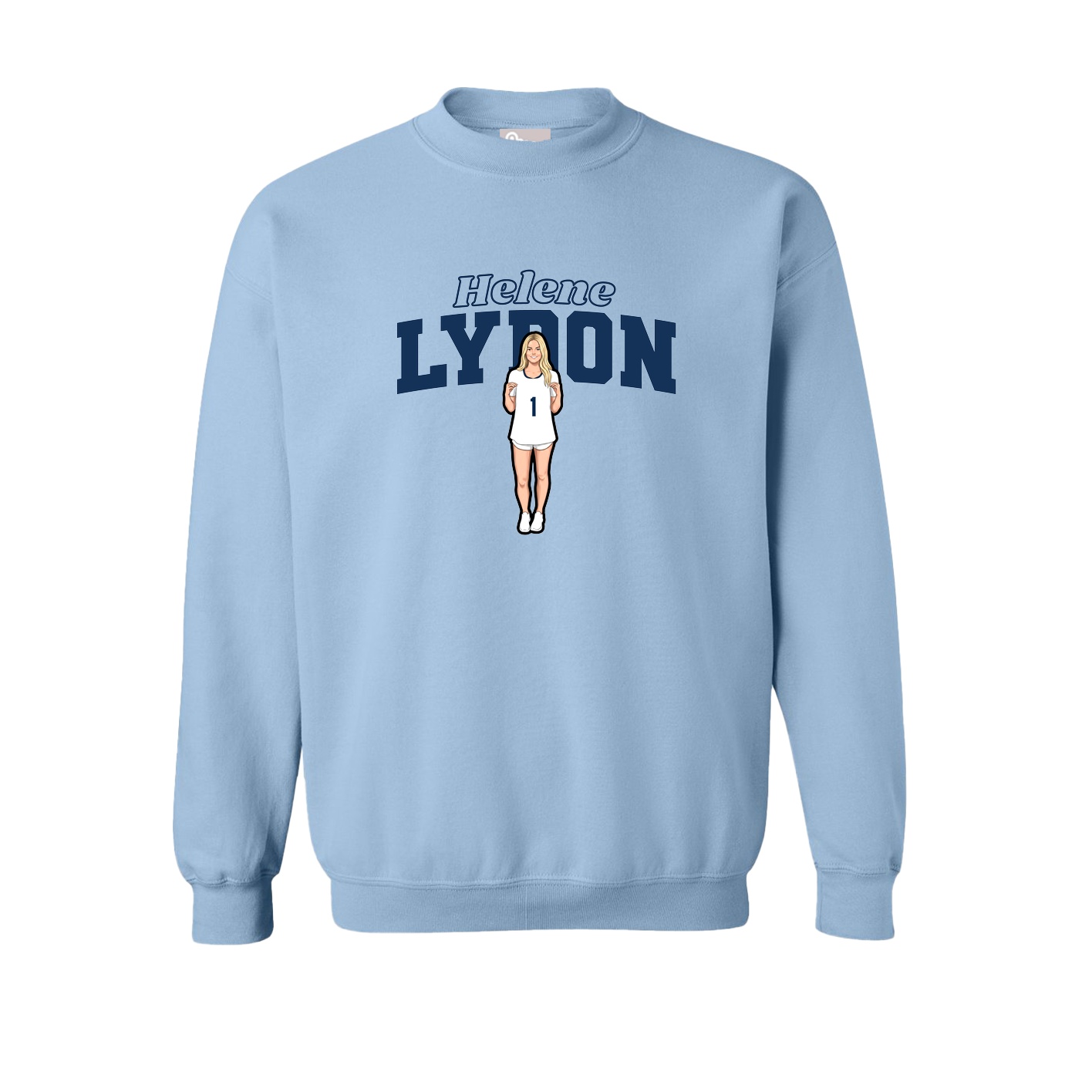 Fleece Crew — Name Arch in Light Blue