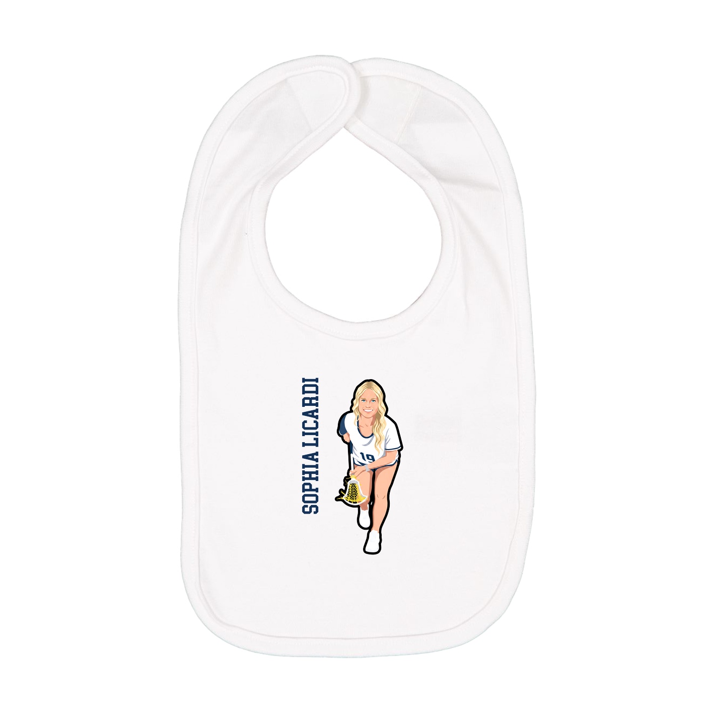 Infant Bib — Name Vertical in White
