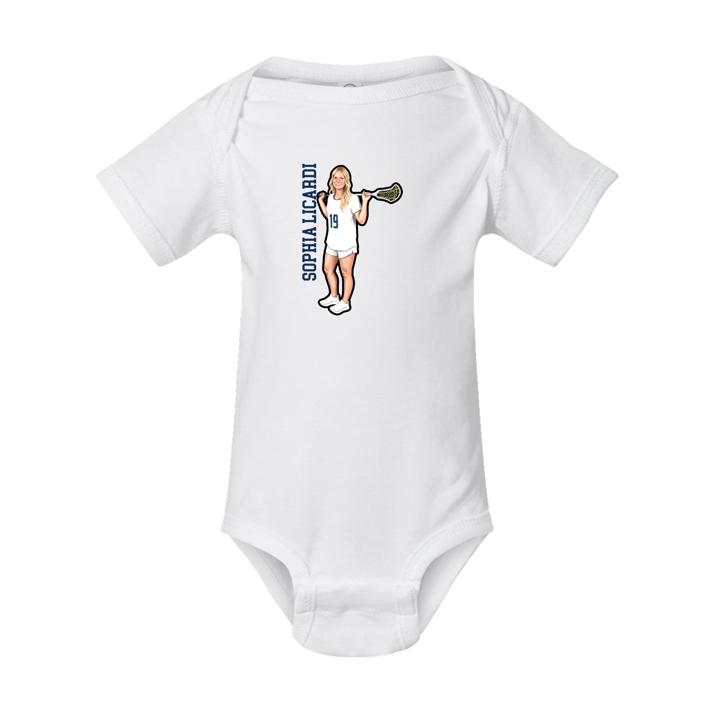 Baby Onesie — Name Vertical in White