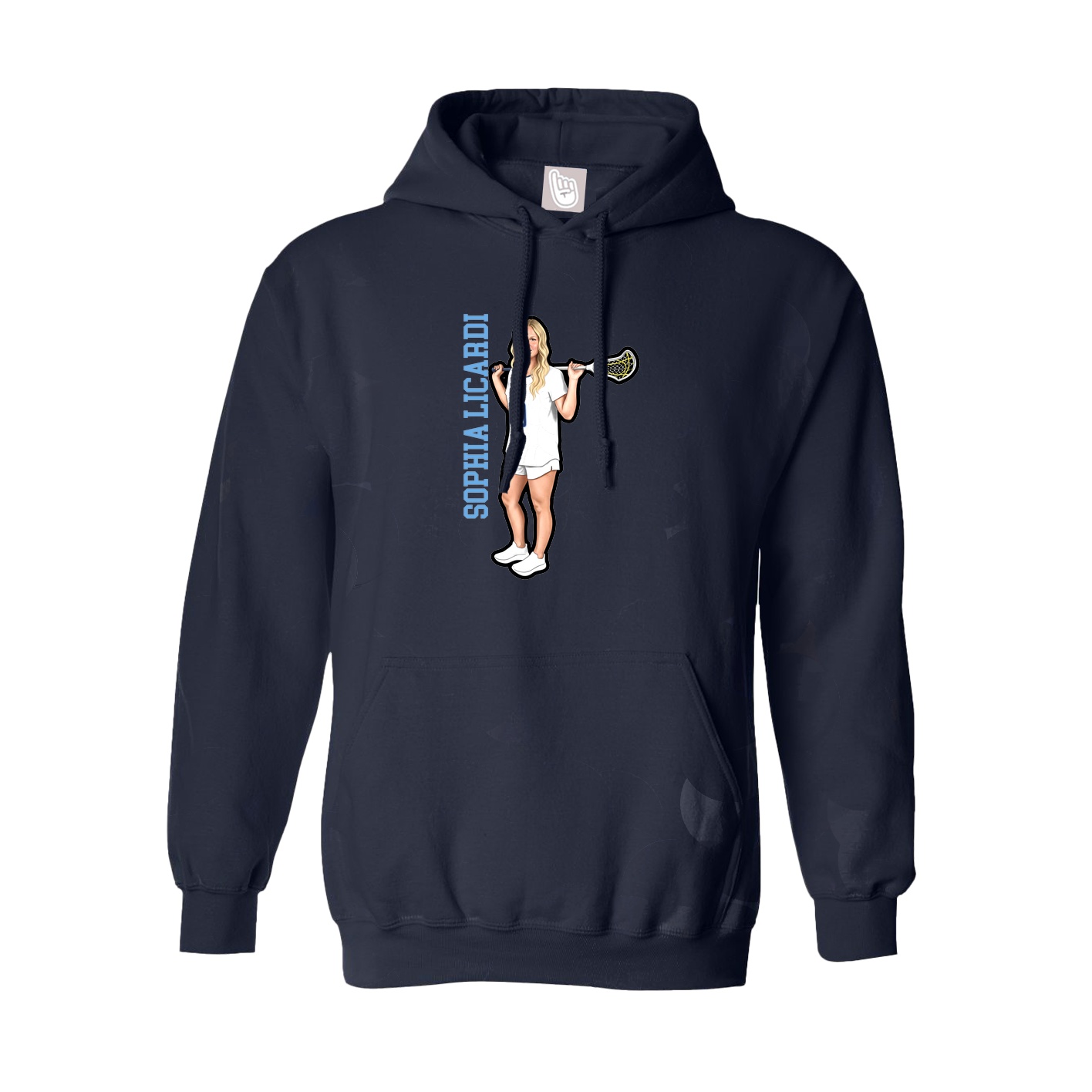 Hoodie — Name Vertical in Navy
