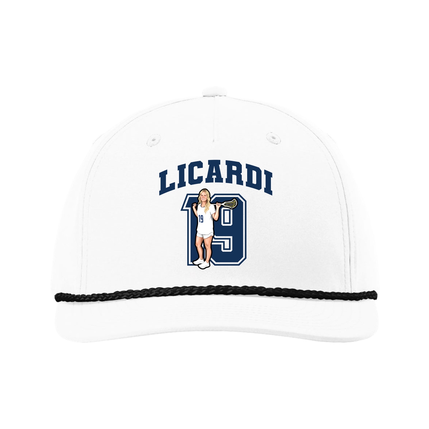 Five-Panel Classic Rope Cap — Number in White