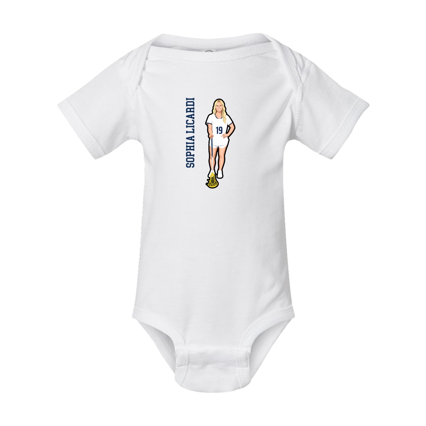 Baby Onesie — Name Vertical in White