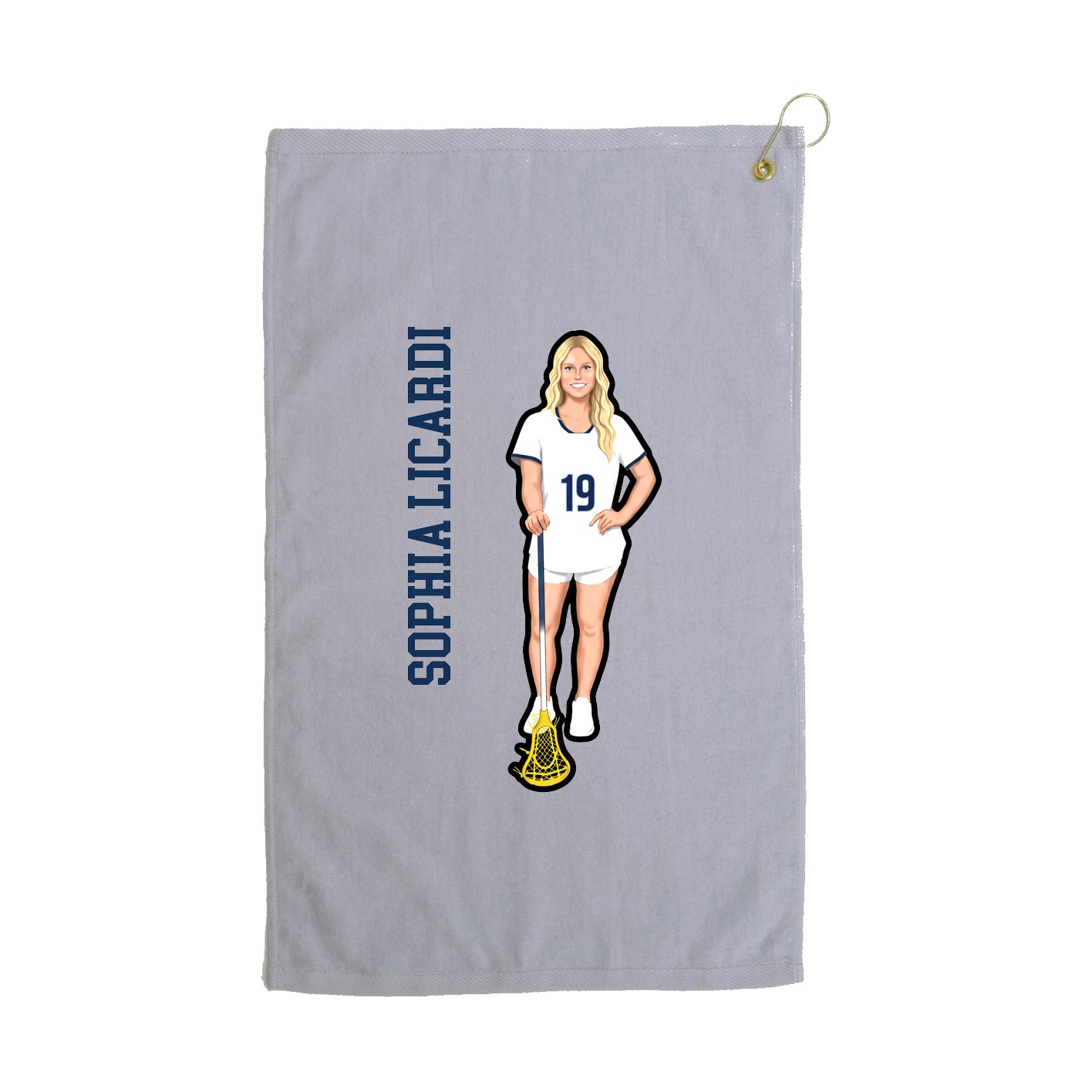 Golf Towel — Name Vertical in Grey