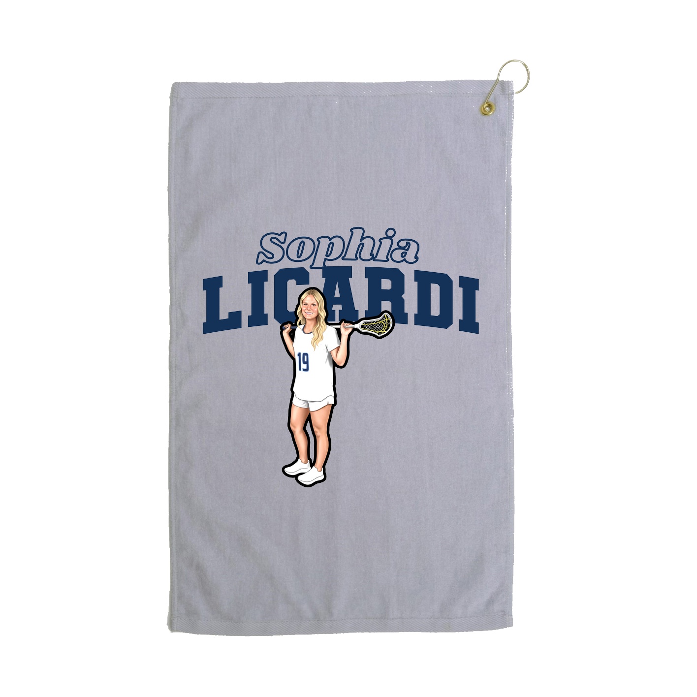 Golf Towel — Name Arch in Grey