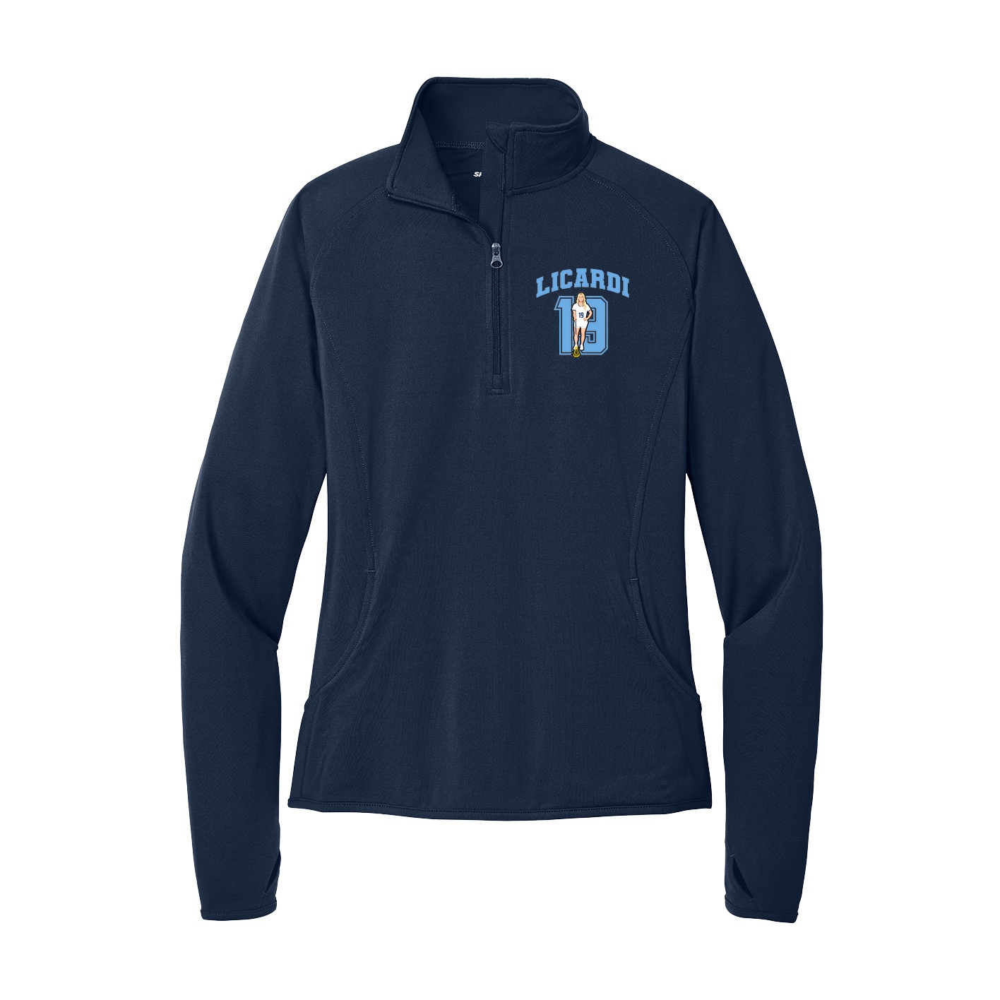 Women's Q-Zip Pullover — Number in Navy