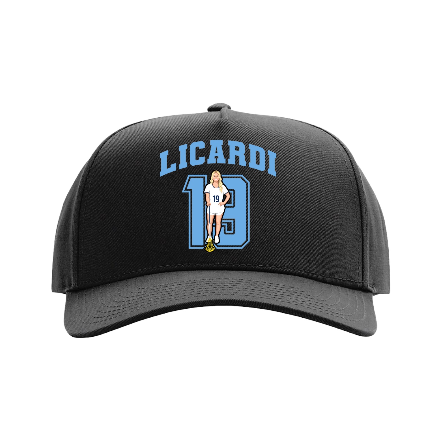 Full Fabric Five-Panel Champ Cap — Number in Black