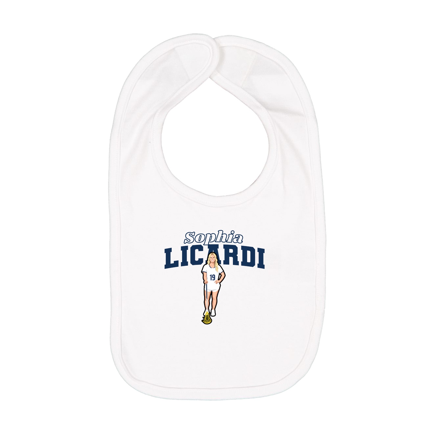 Infant Bib — Name Arch in White