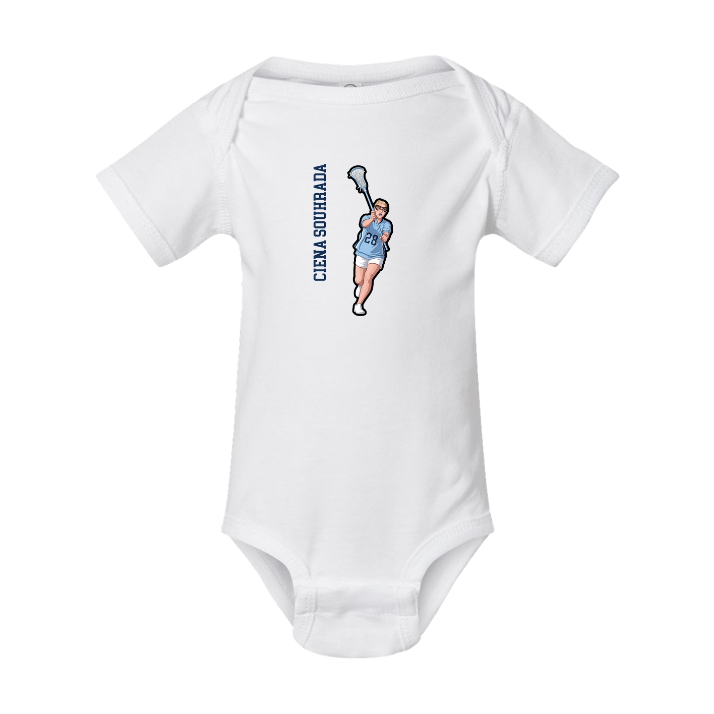 Baby Onesie — Name Vertical in White