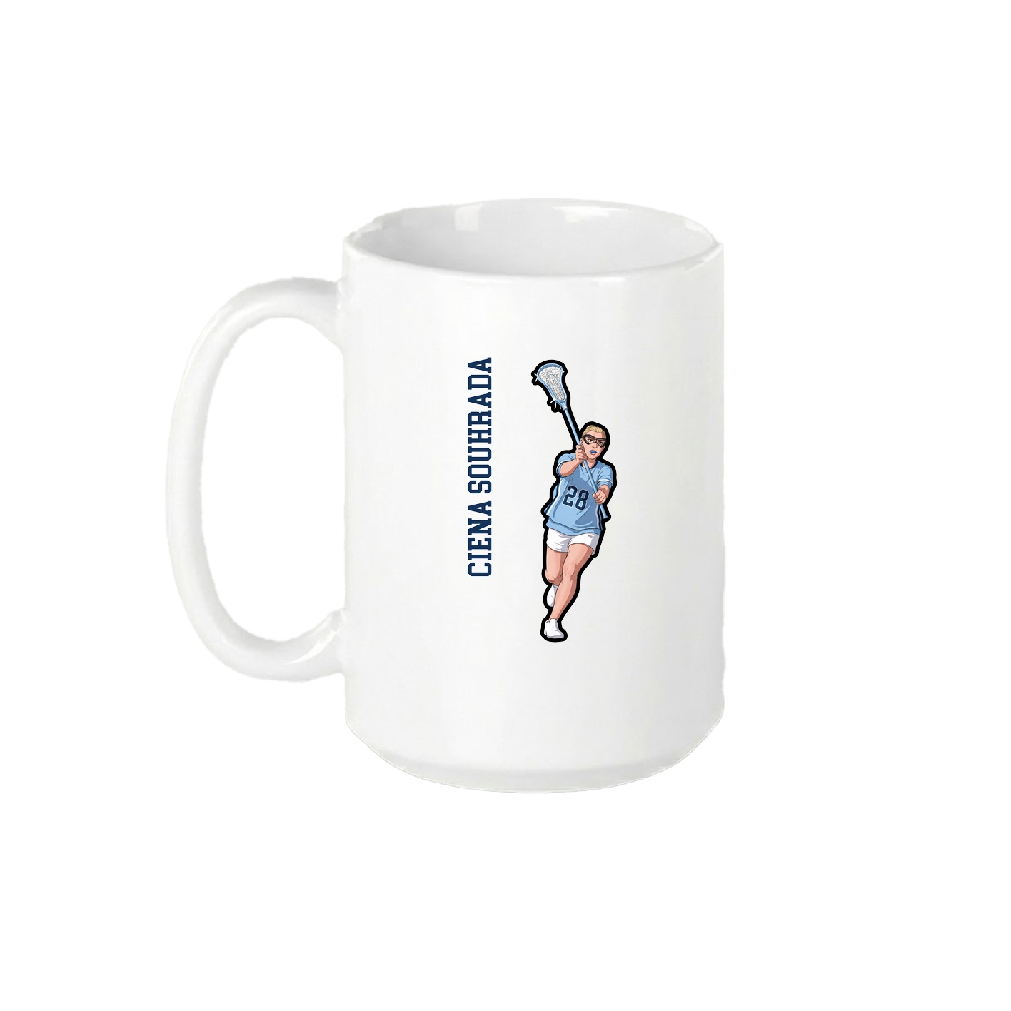 15oz Coffee Mug — Name Vertical in White