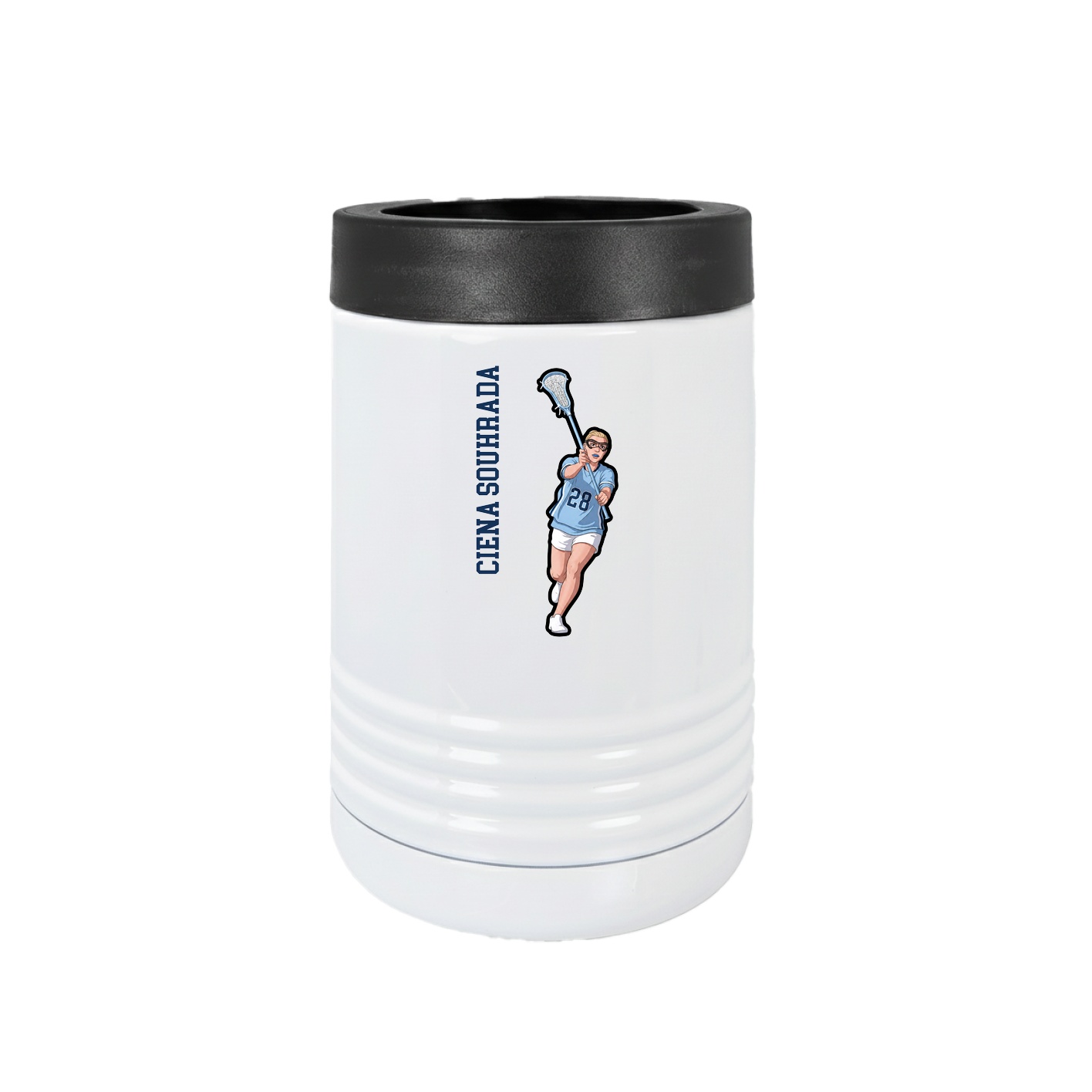 Beverage Holder — Name Vertical in White