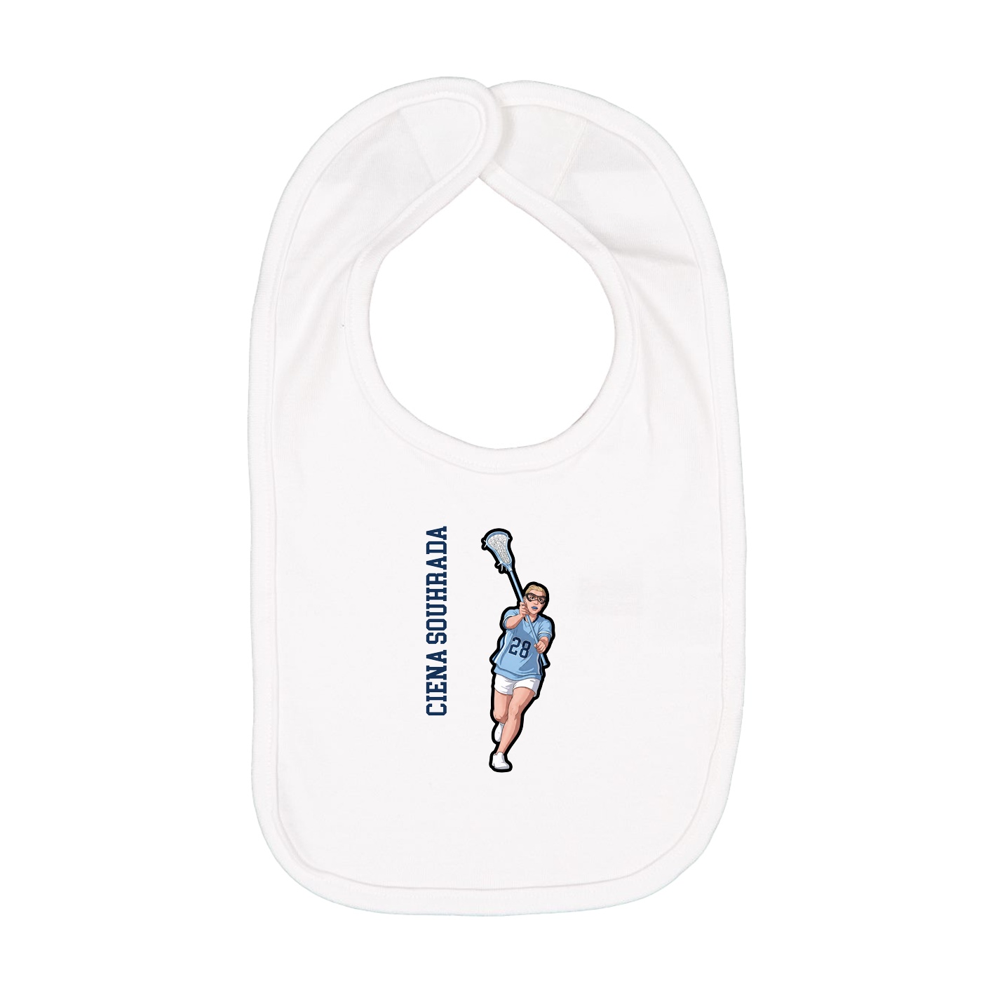 Infant Bib — Name Vertical in White