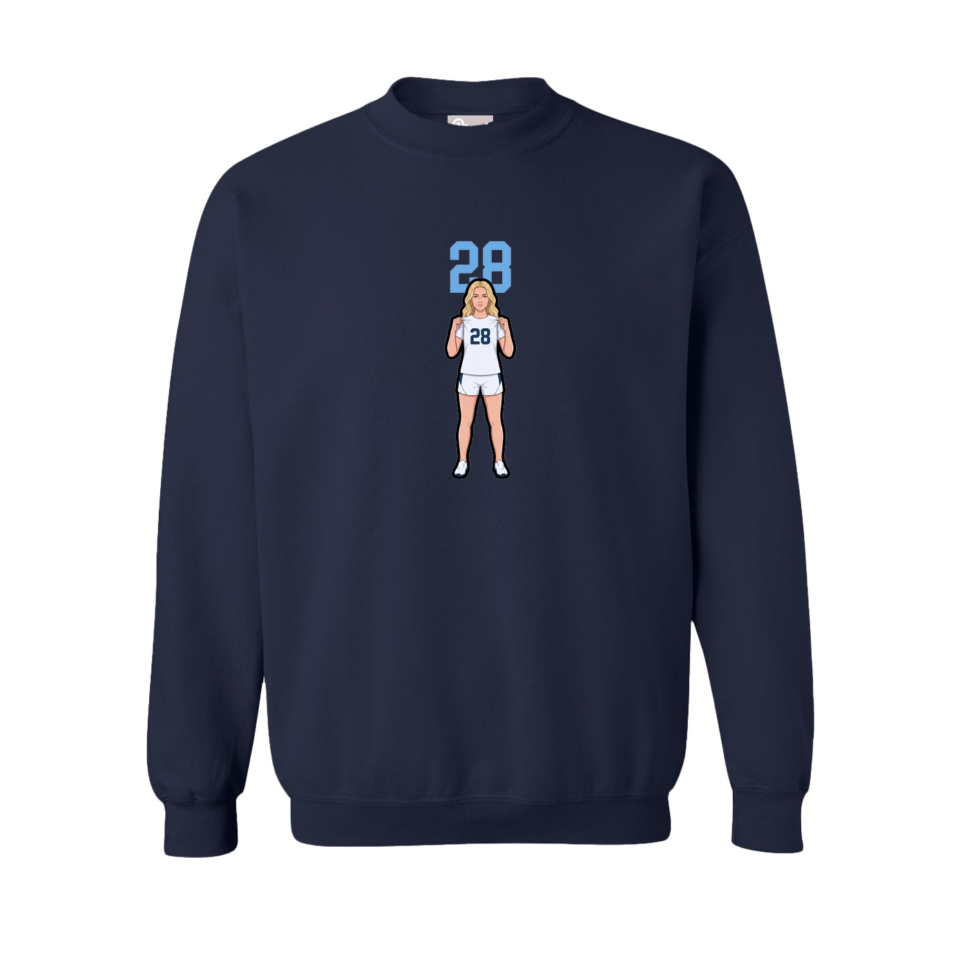 Fleece Crew — Number Top in Navy