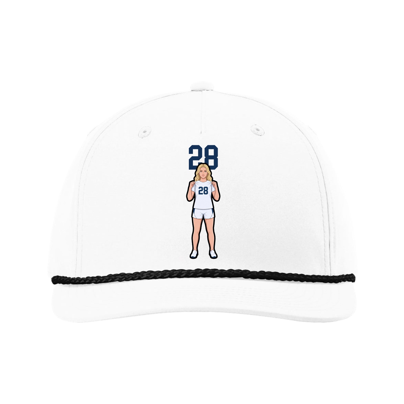 Five-Panel Classic Rope Cap — Number Top in White