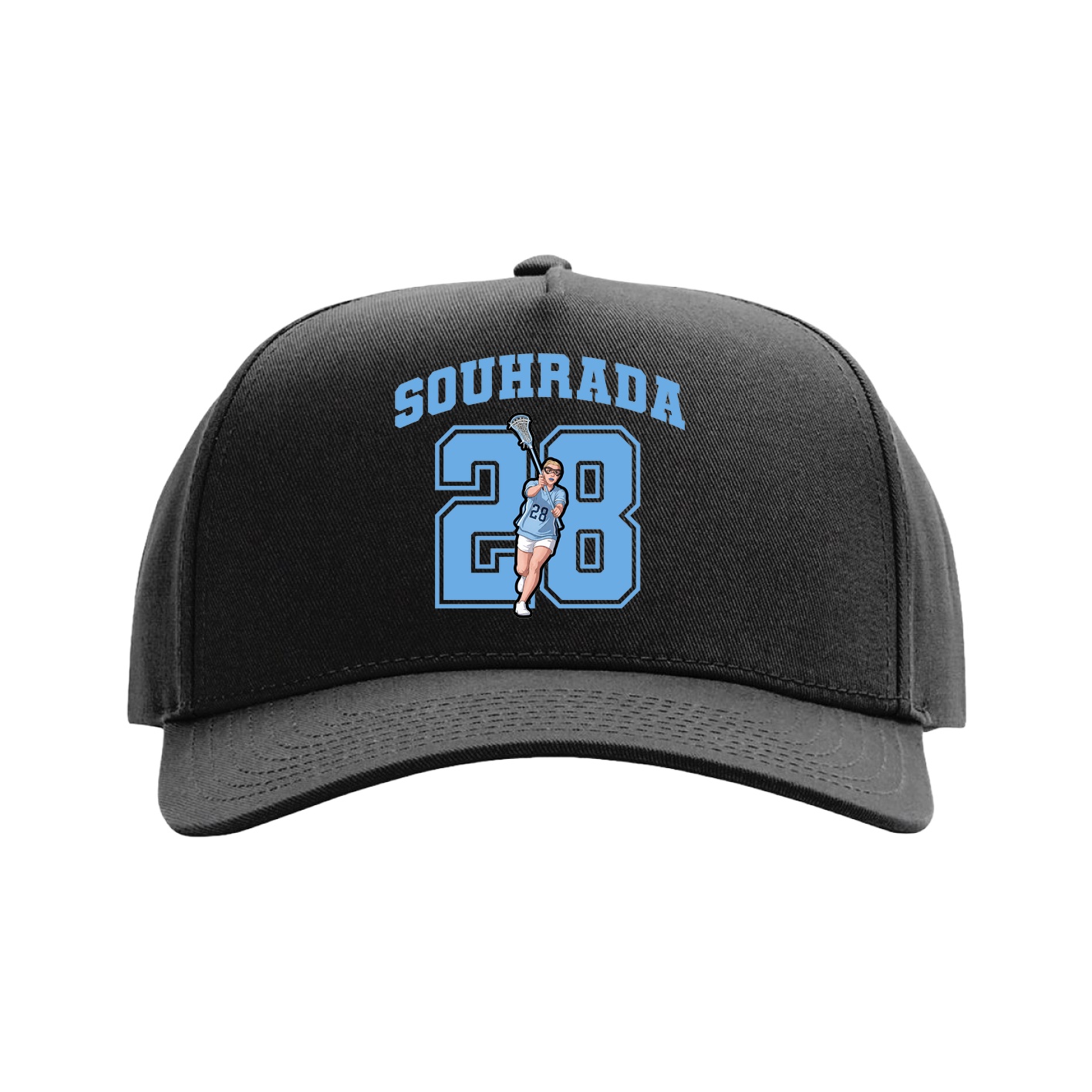 Full Fabric Five-Panel Champ Cap — Number in Black
