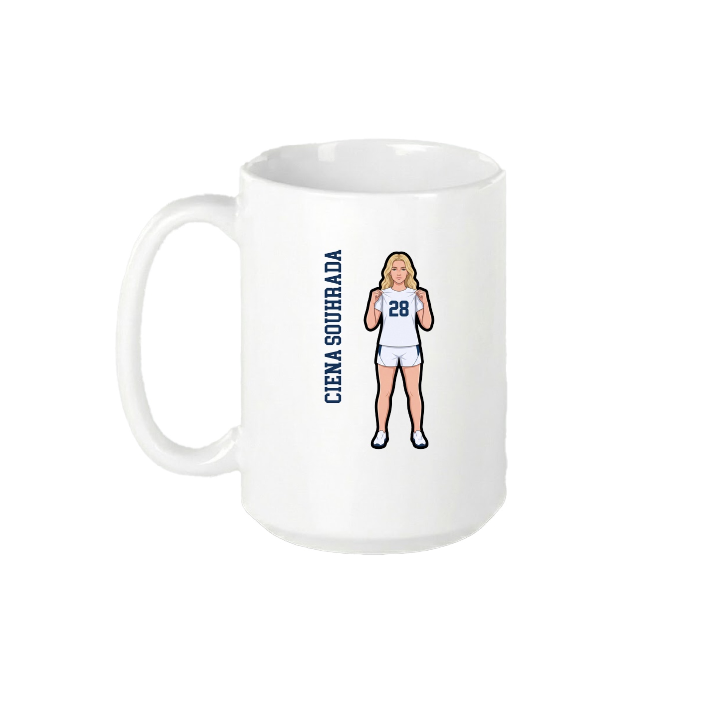 15oz Coffee Mug — Name Vertical in White
