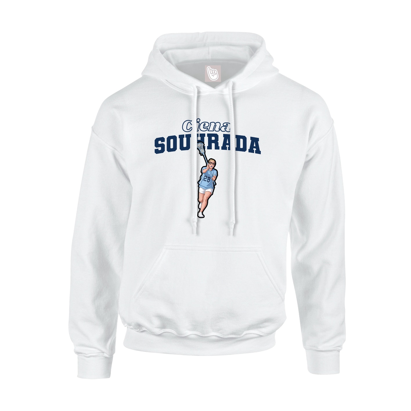 Youth Hoodie — Name Arch in White