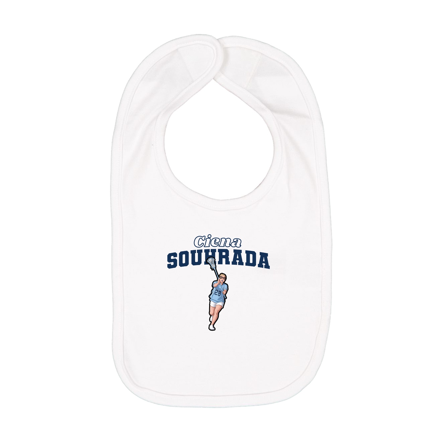 Infant Bib — Name Arch in White