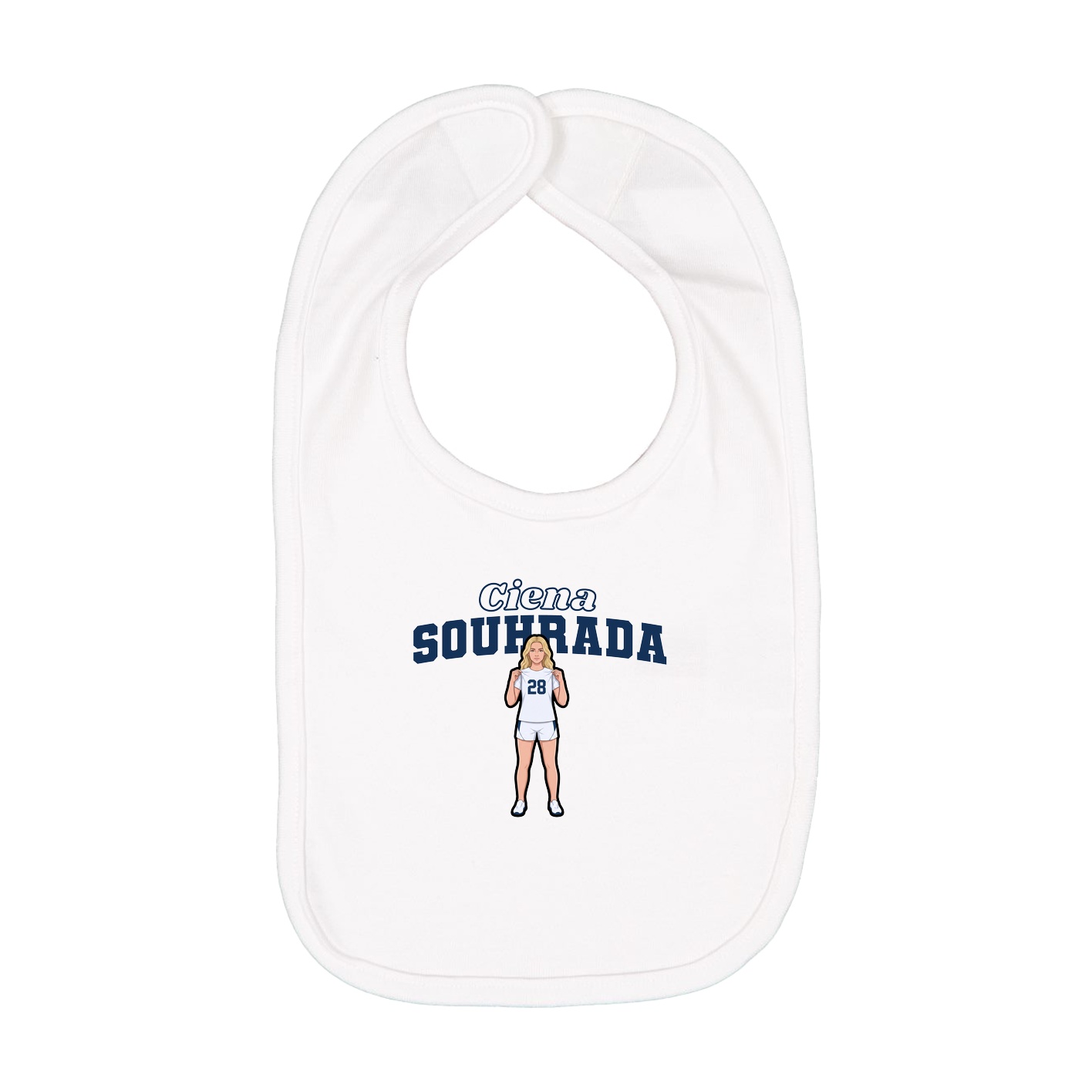 Infant Bib — Name Arch in White
