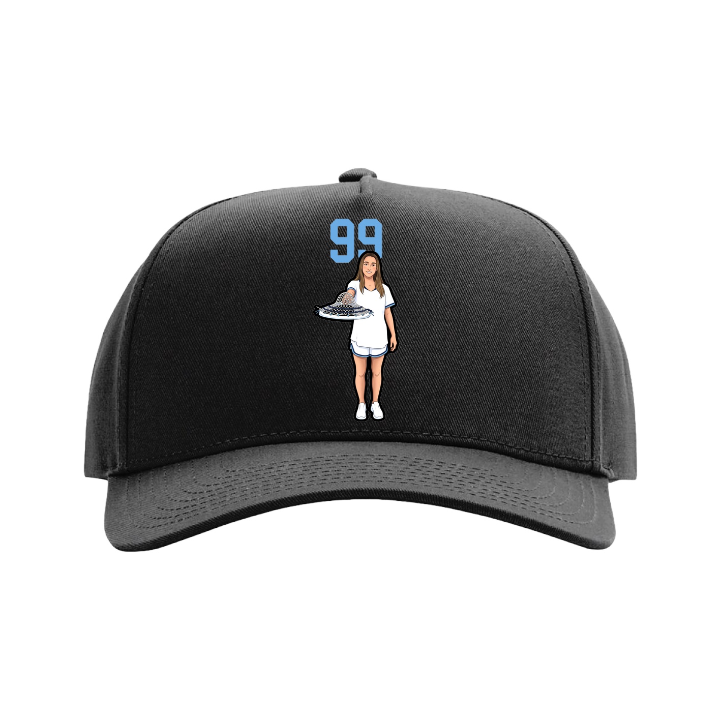 Full Fabric Five-Panel Champ Cap — Number Top in Black