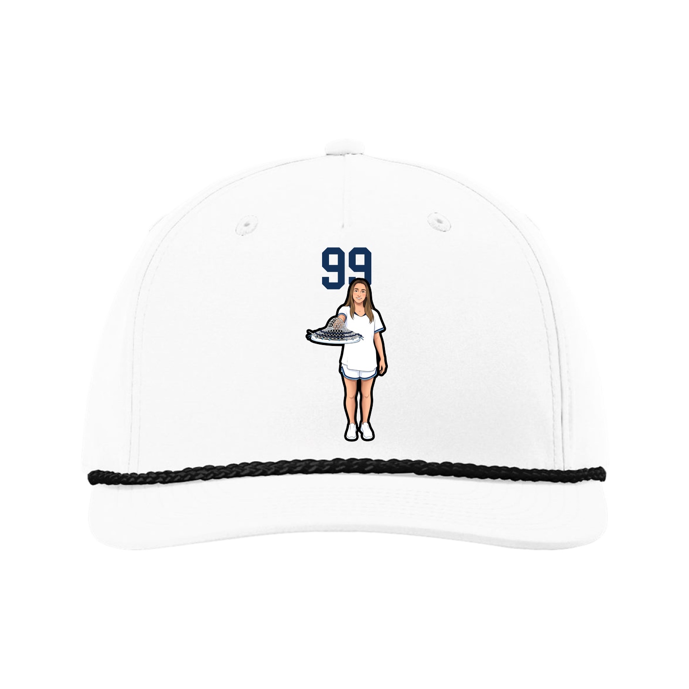 Five-Panel Classic Rope Cap — Number Top in White