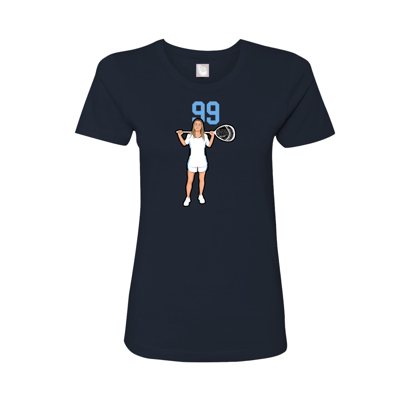 Fitted Women's Tee — Number Top in Navy