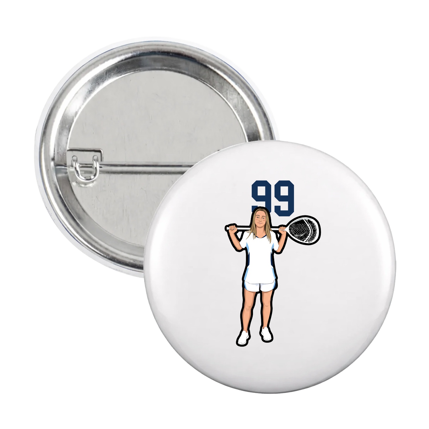 Game Day Button — Number Top in White