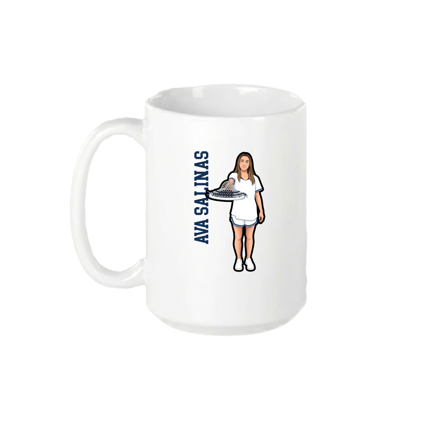 15oz Coffee Mug — Name Vertical in White