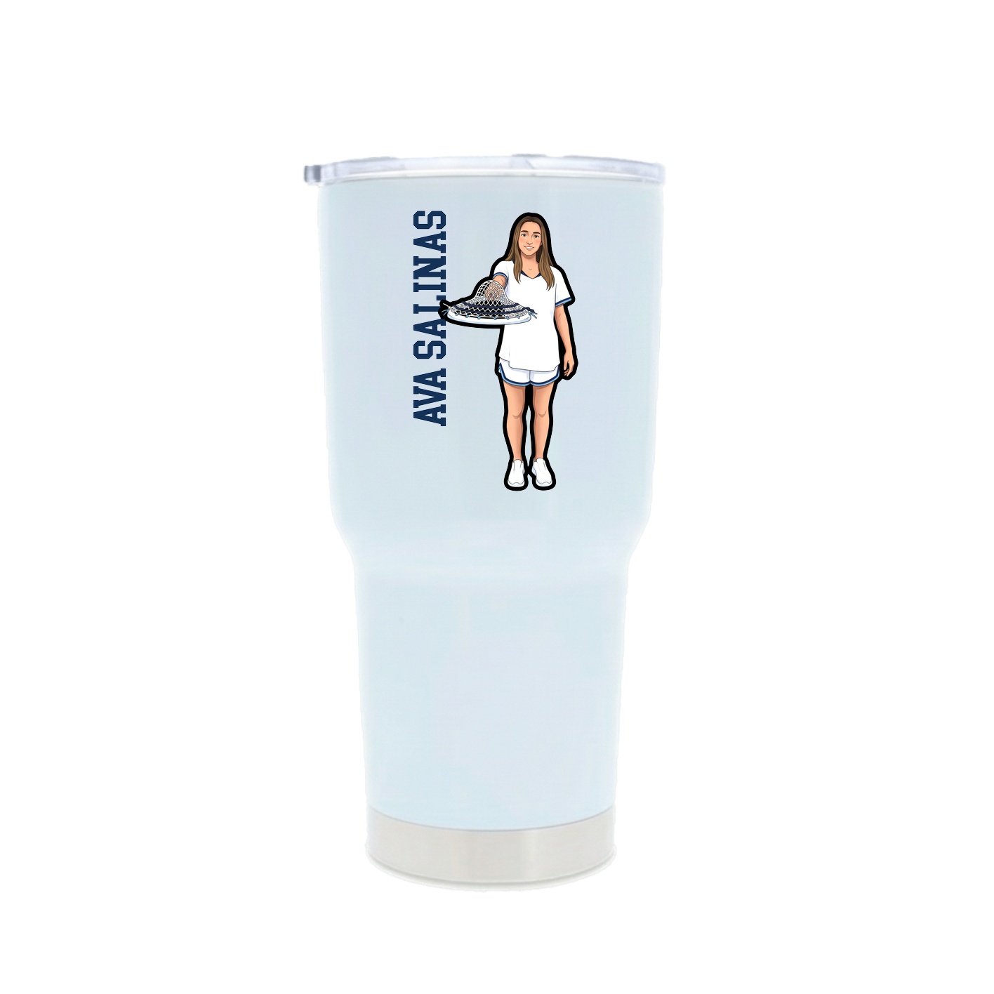 30oz Stainless Steel Tumbler — Name Vertical in White