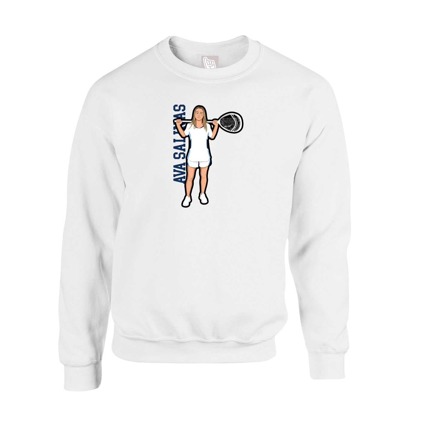 Fleece Crew — Name Vertical in White