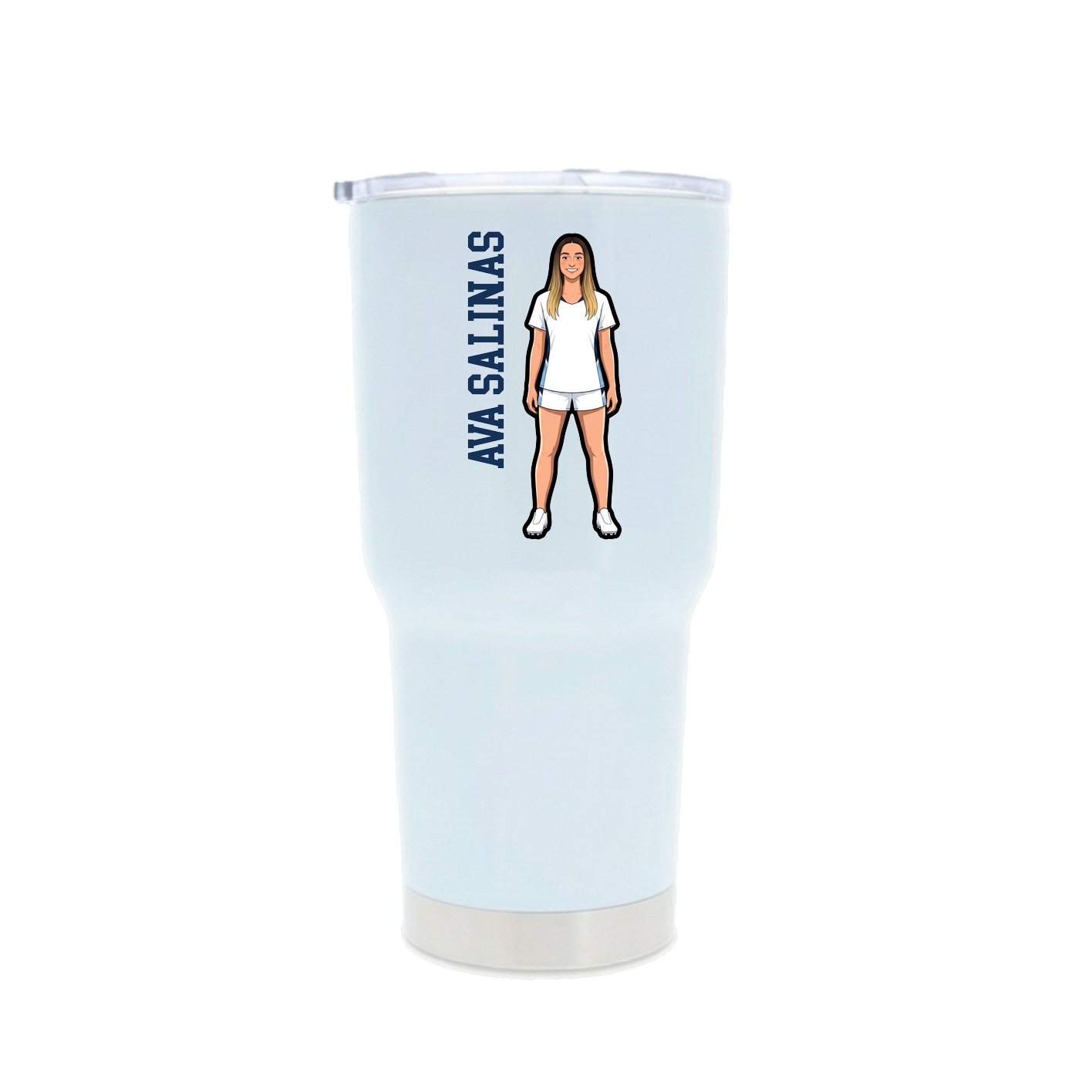 30oz Stainless Steel Tumbler — Name Vertical in White
