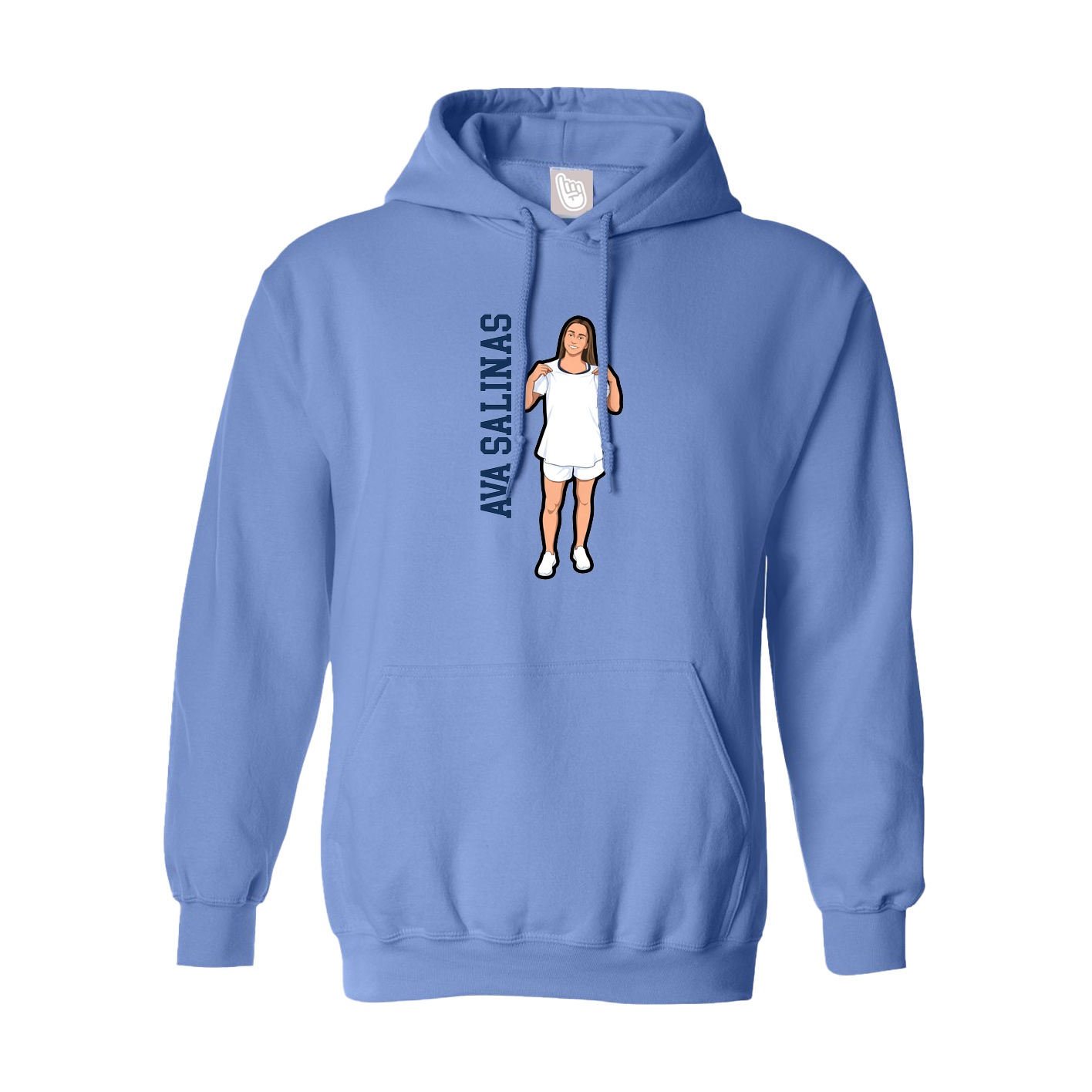 Youth Hoodie — Name Vertical in Powder Blue