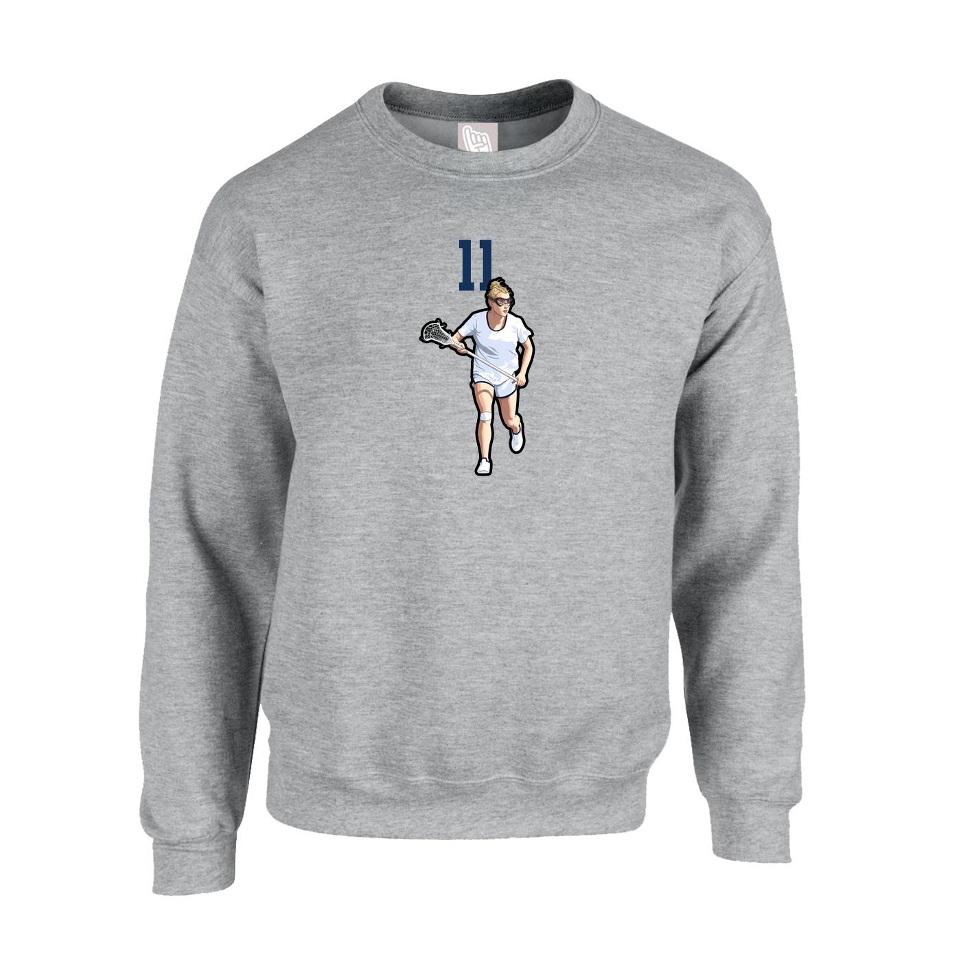 Fleece Crew — Number Top in Grey