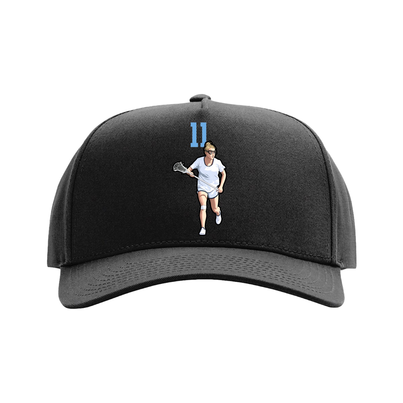 Full Fabric Five-Panel Champ Cap — Number Top in Black