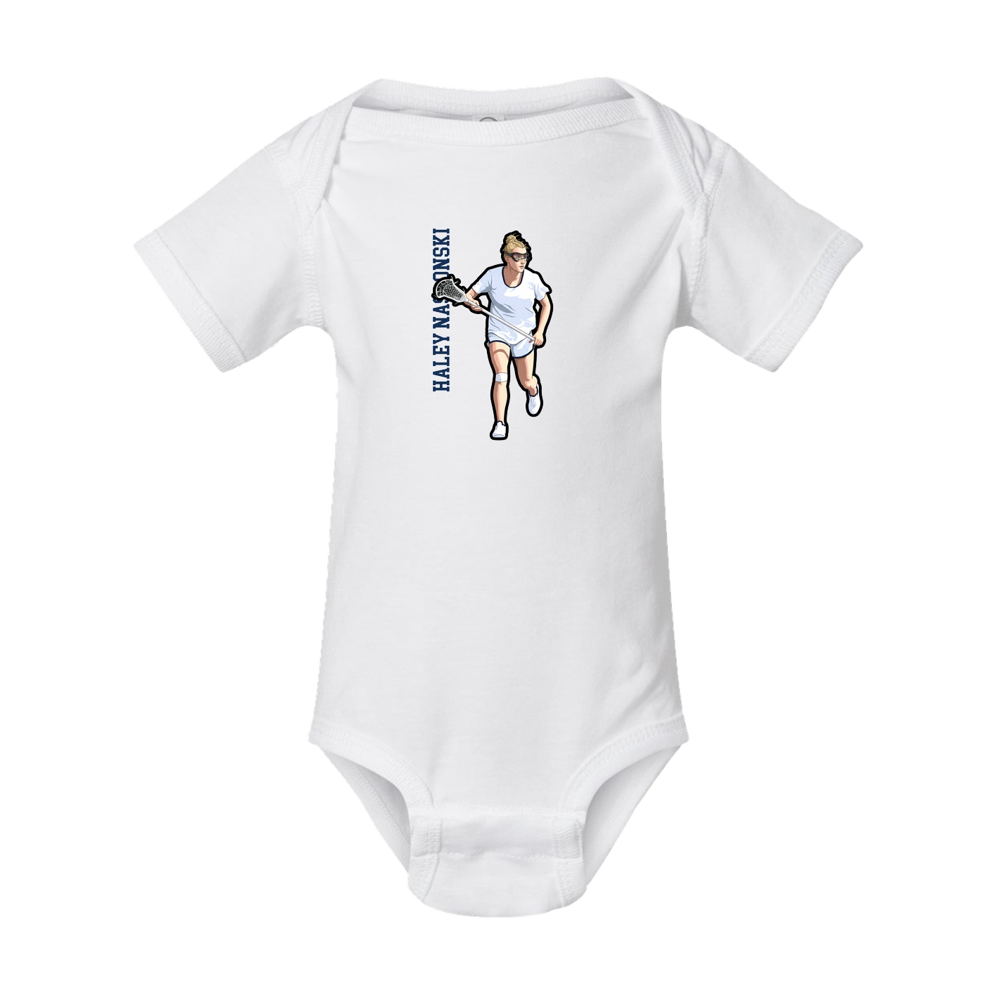 Baby Onesie — Name Vertical in White