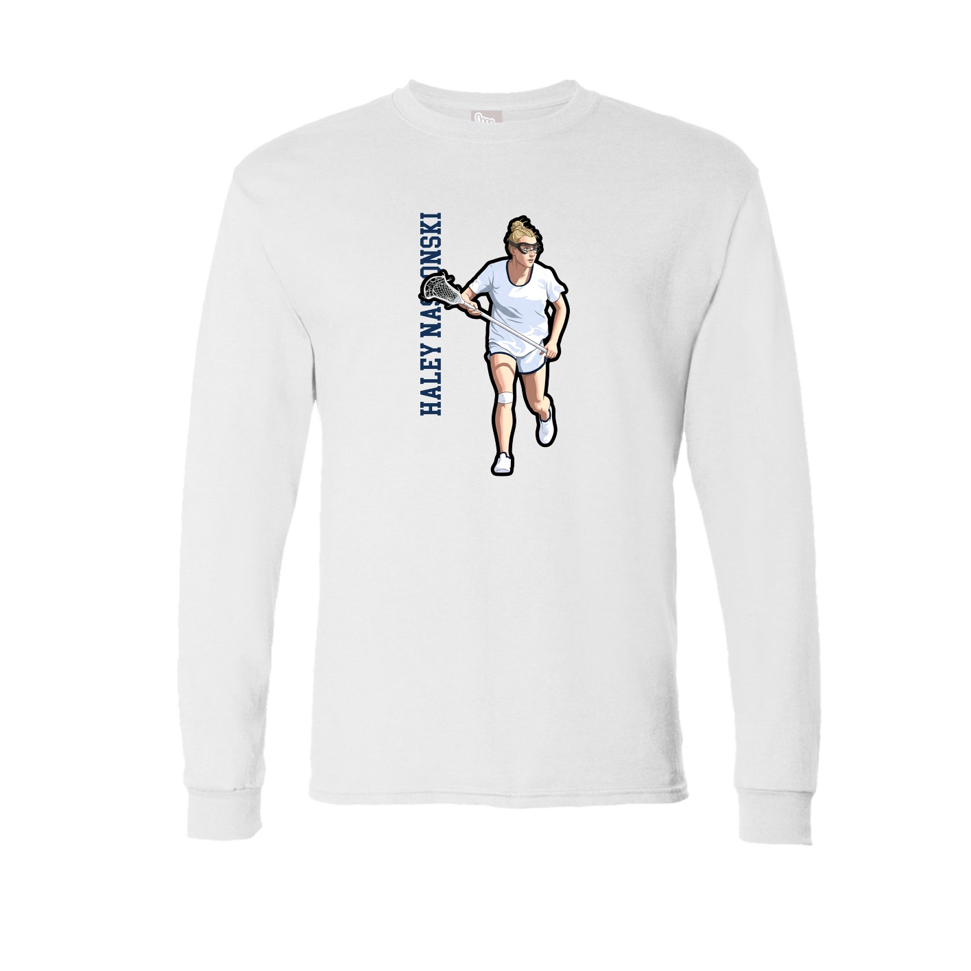 Long Sleeve Tee — Name Vertical in White