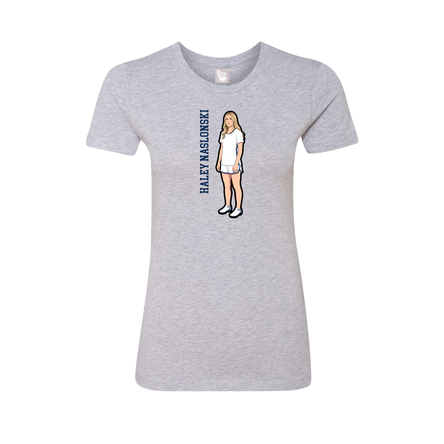 Fitted Women's Tee — Name Vertical in Grey