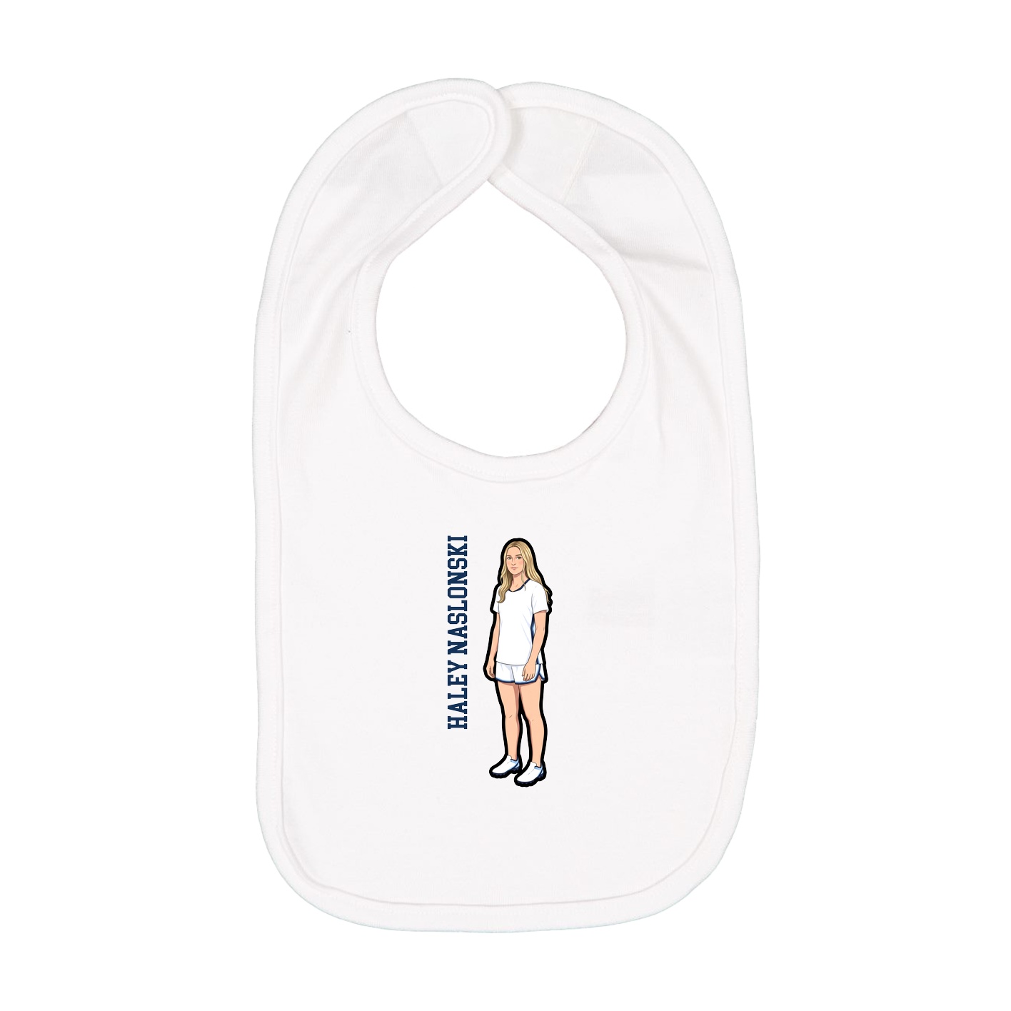 Infant Bib — Name Vertical in White