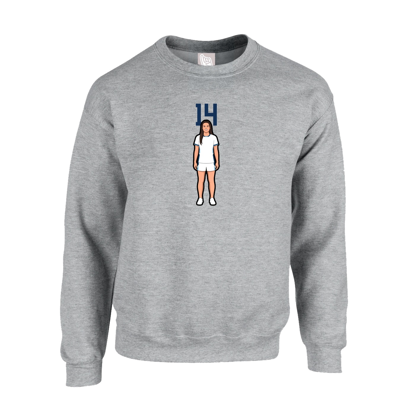 Fleece Crew — Number Top in Grey