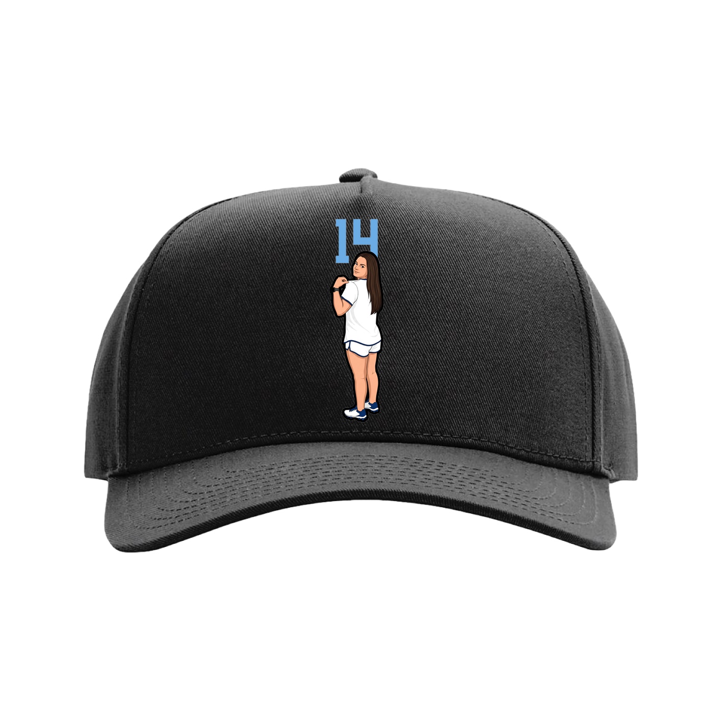 Full Fabric Five-Panel Champ Cap — Number Top in Black