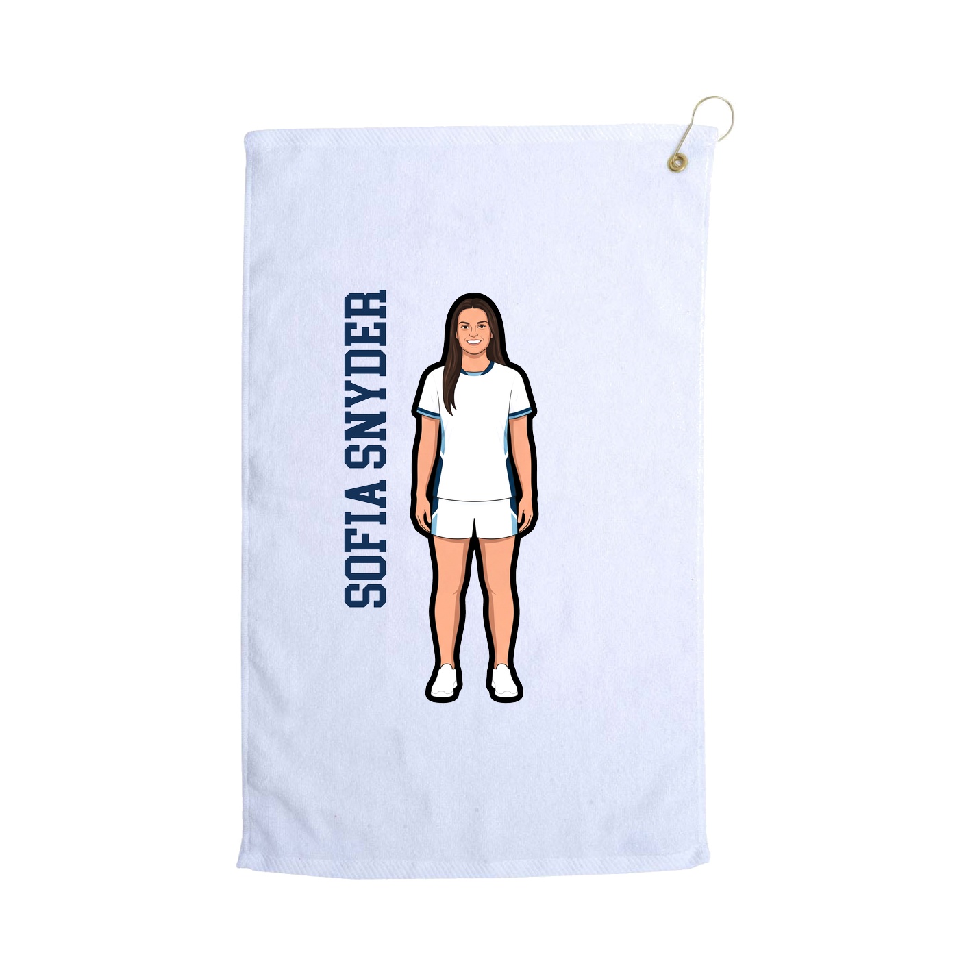 Golf Towel — Name Vertical in White