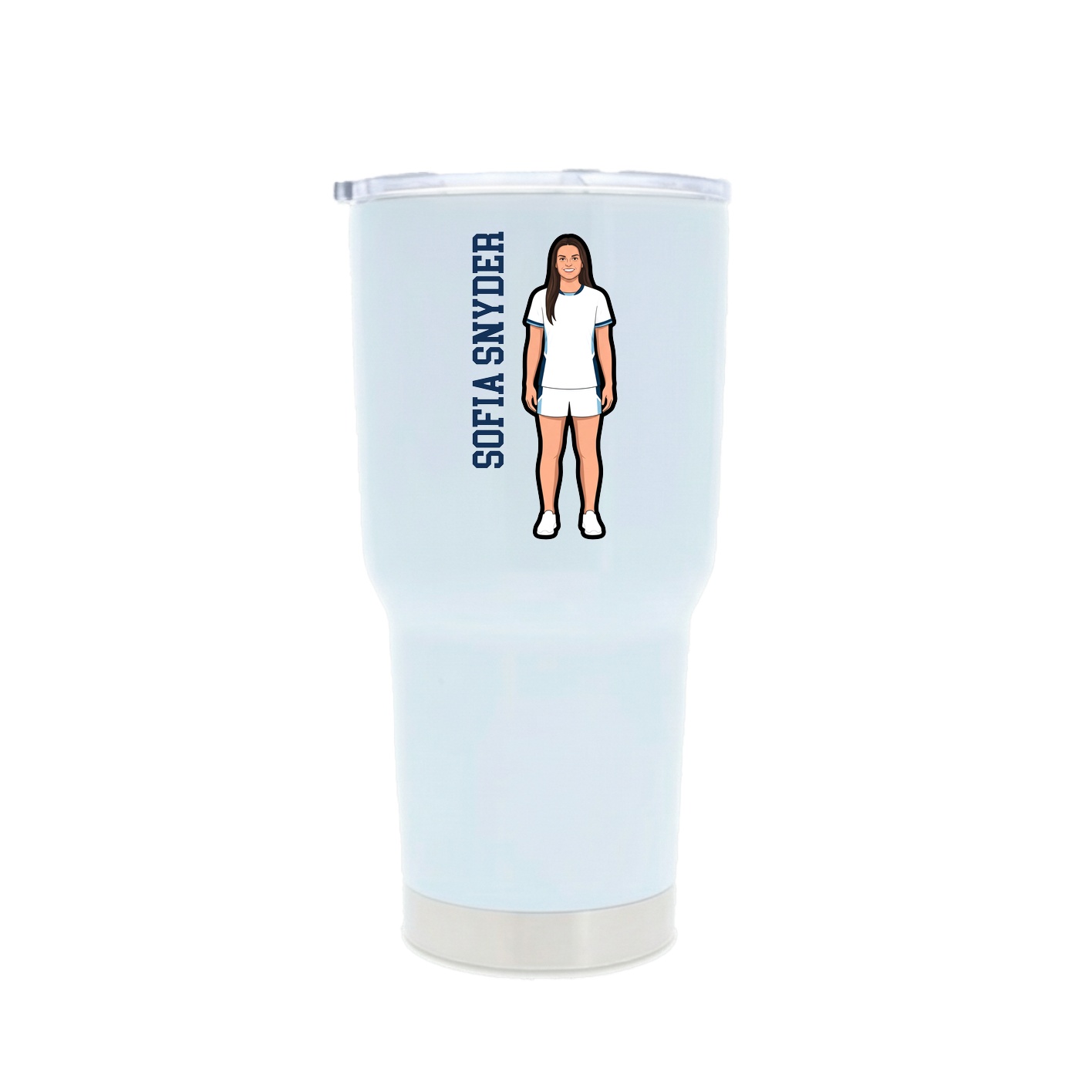 30oz Stainless Steel Tumbler — Name Vertical in White