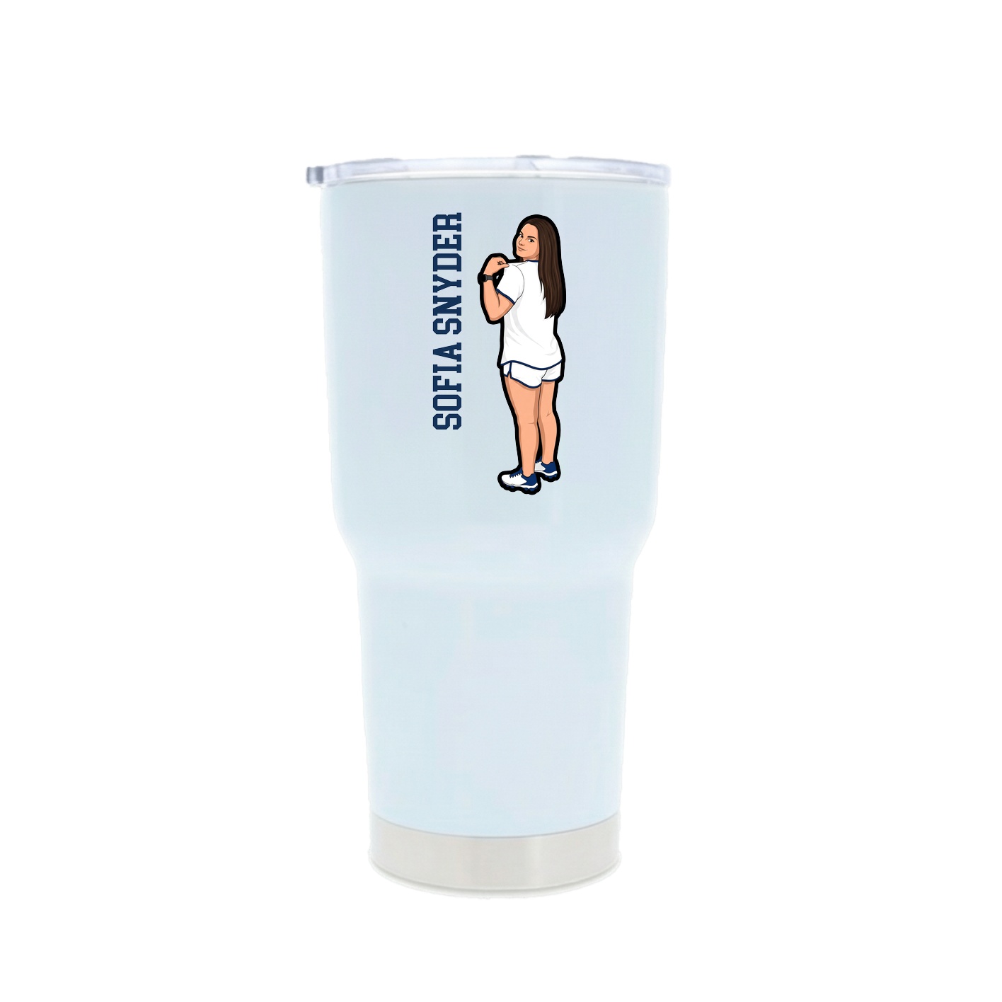 30oz Stainless Steel Tumbler — Name Vertical in White