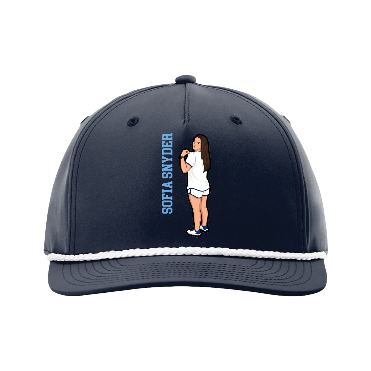 Five-Panel Classic Rope Cap — Name Vertical in Navy